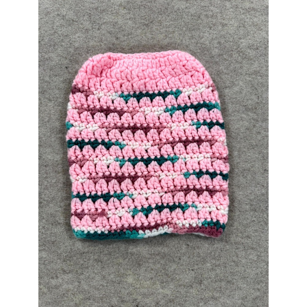 Handmade Crochet Beanie Hat Womens Multicolor Open Knit Winter Casual Streetwear